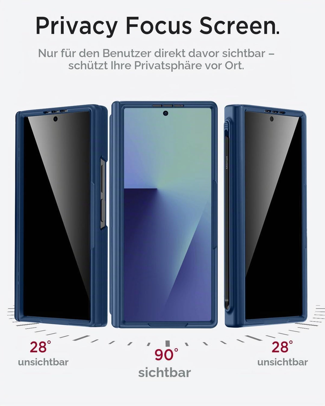 Miimall Magnetisch Hülle Kompatibel mit Samsung Galaxy Z Fold 7 Hülle mit S-Pen &amp; Stifthalter, [Anti