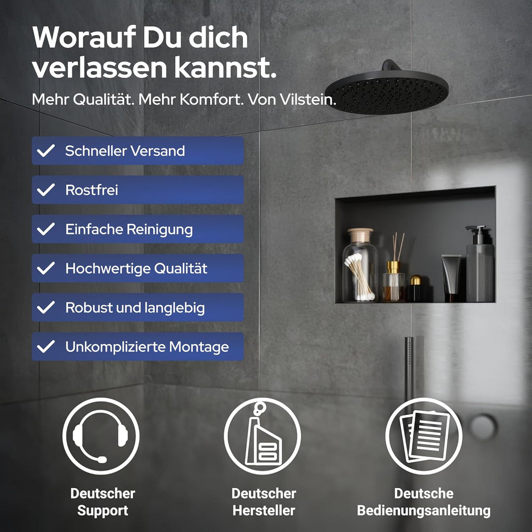 VILSTEIN Wandnische Dusche 30x90 cm [ROSTFREI] - Randlose Nische - Wandnische Silber - Einbauregal f