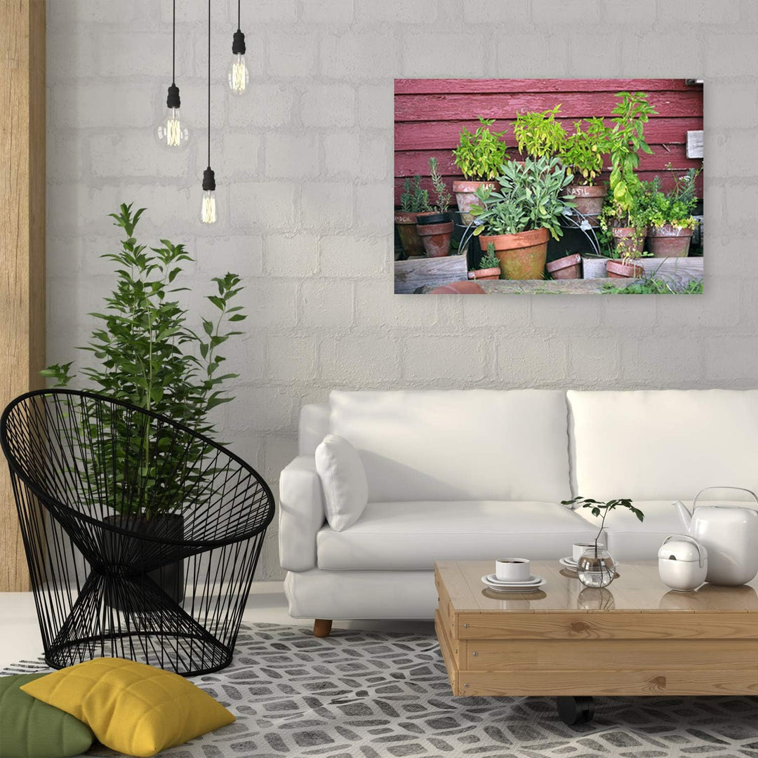 Feeby Vlies Leinwandbild Topfpflanzen 100x70 cm Wanddeko Design Kunstdruck Zimmerdeko Bilderwand Rus