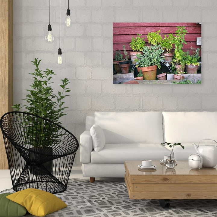 Feeby Vlies Leinwandbild Topfpflanzen 100x70 cm Wanddeko Design Kunstdruck Zimmerdeko Bilderwand Rus