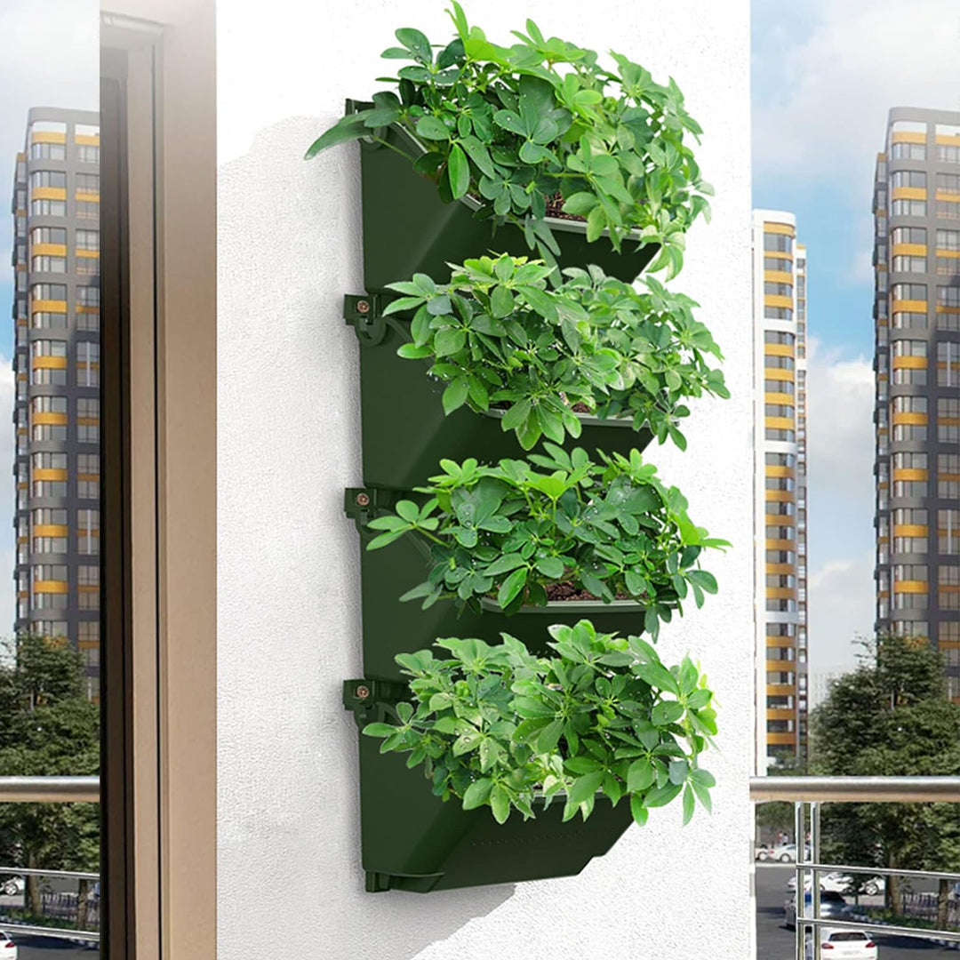 CEIEVER Hängende vertikale Wand Pflanze, Vertikaler Garten Pflanzenwand mit 4 Taschen Wandmontierter