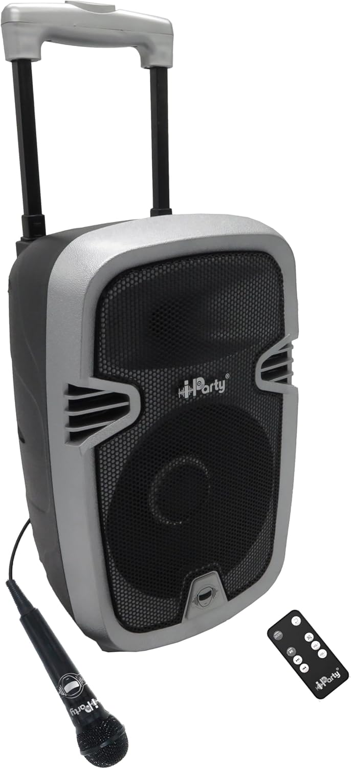 Lexibook Iparty Bluetooth®-Karaoke, Auf Rädern mit Lichteffekten und Mikrofon enthalten, Wiederaufla