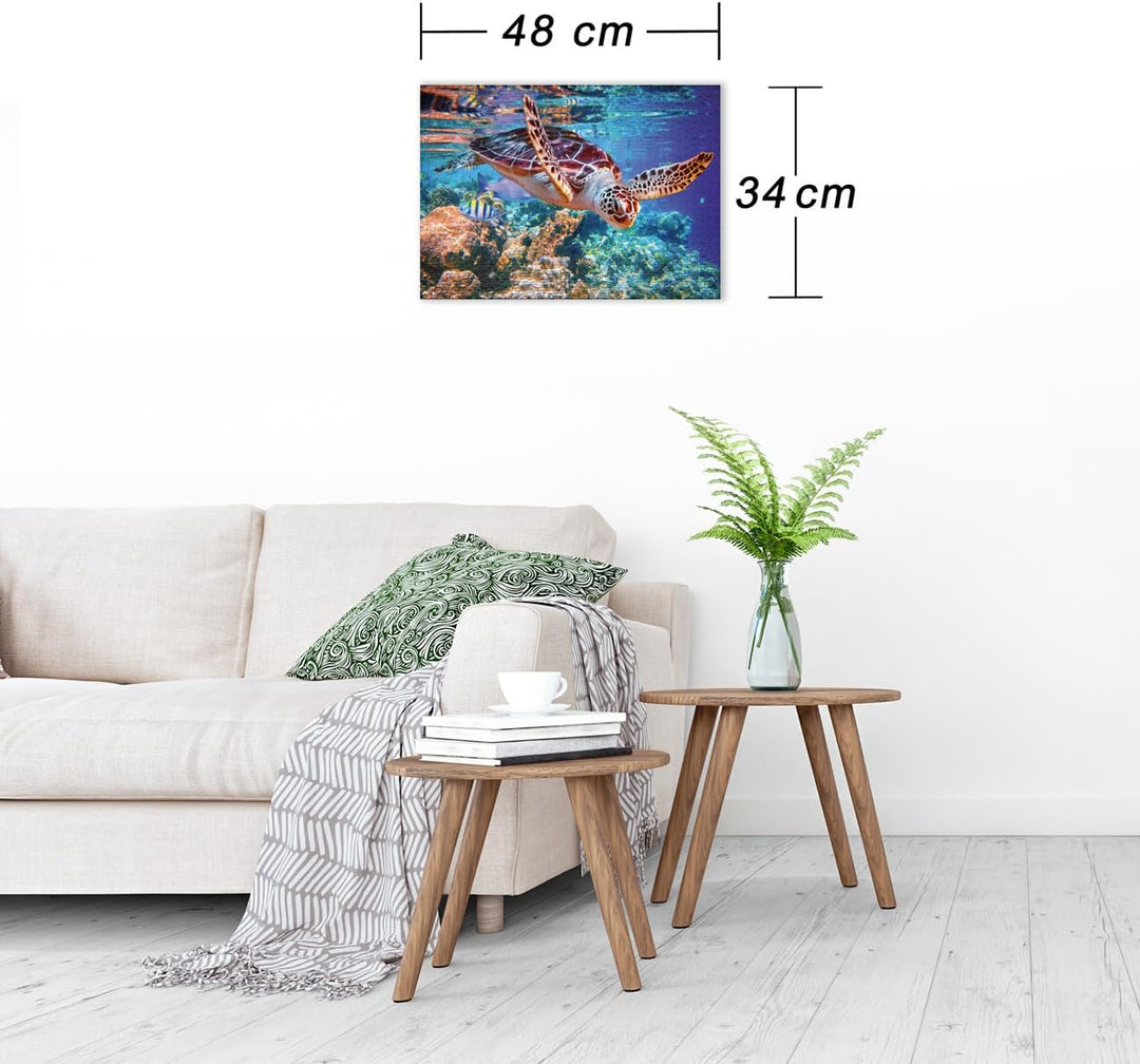 Ulmer Puzzleschmiede - Puzzle „Meeresschildkröte“ - Klassisches 500 Teile Puzzle aus dem Meer – Puzz