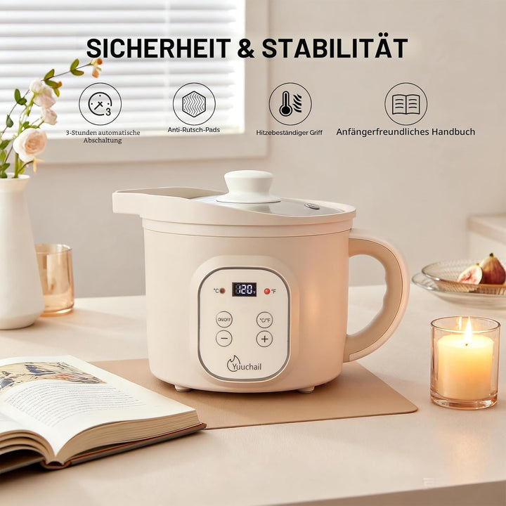 Yuuchail 1,5 l elektrischer Wachsschmelzer mit Digitalanzeige, präziser Temperaturregelung (30–150 °