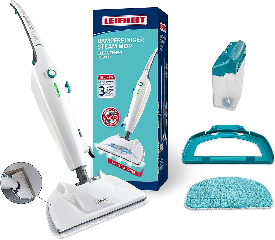 Leifheit Dampfreiniger CleanTenso Power 2.0 mit heissem Wasserdampf gegen Bakterien, Dampfmop mit ku