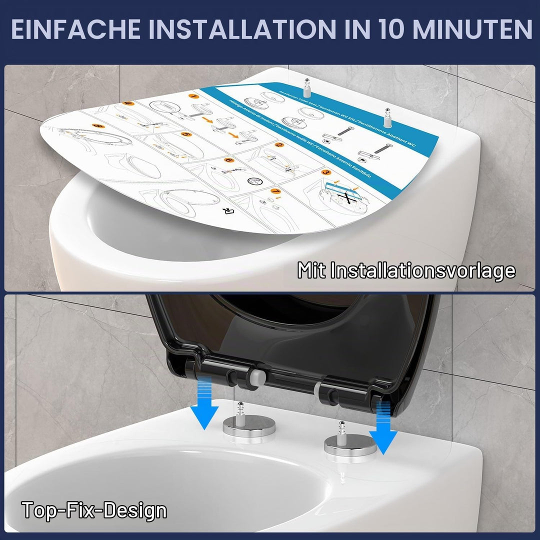 YEAUPE PRO Toilettendeckel mit Absenkautomatik O Form, WC-Sitz mit Quick-Release-Funktion und Softcl