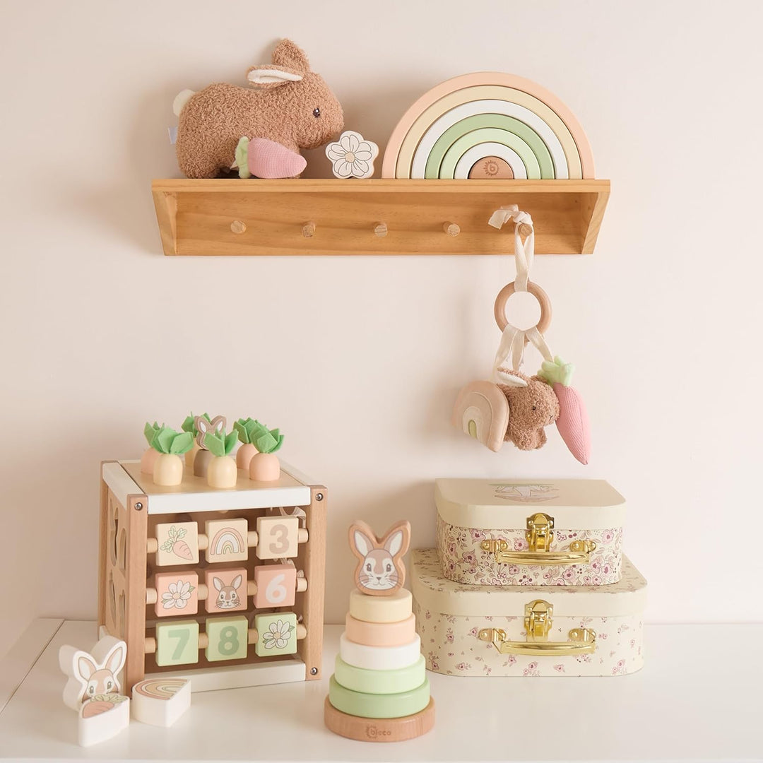 Bieco Motorikwürfel Hase Fine nachhaltiges Holz FSC® | Spielwürfel Baby | Motorikwürfel ab 1 Jahr Ac