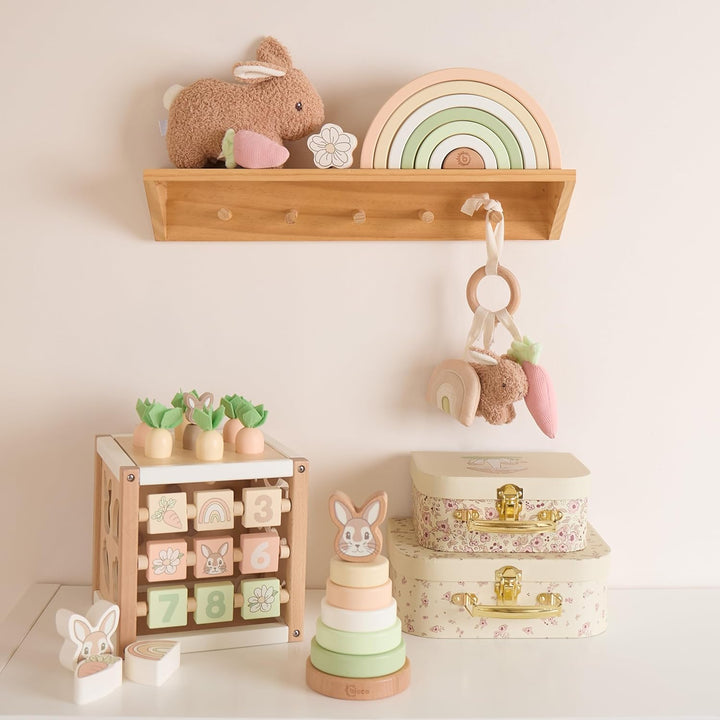 Bieco Motorikwürfel Hase Fine nachhaltiges Holz FSC® | Spielwürfel Baby | Motorikwürfel ab 1 Jahr Ac