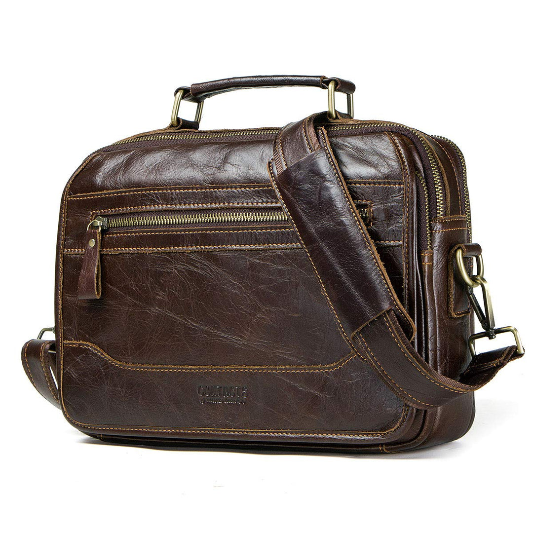 Contacts Herren Umhängetasche aus echtem Leder, für Reisen, 30,5 cm (12 Zoll) Laptop, Kaffeebraun