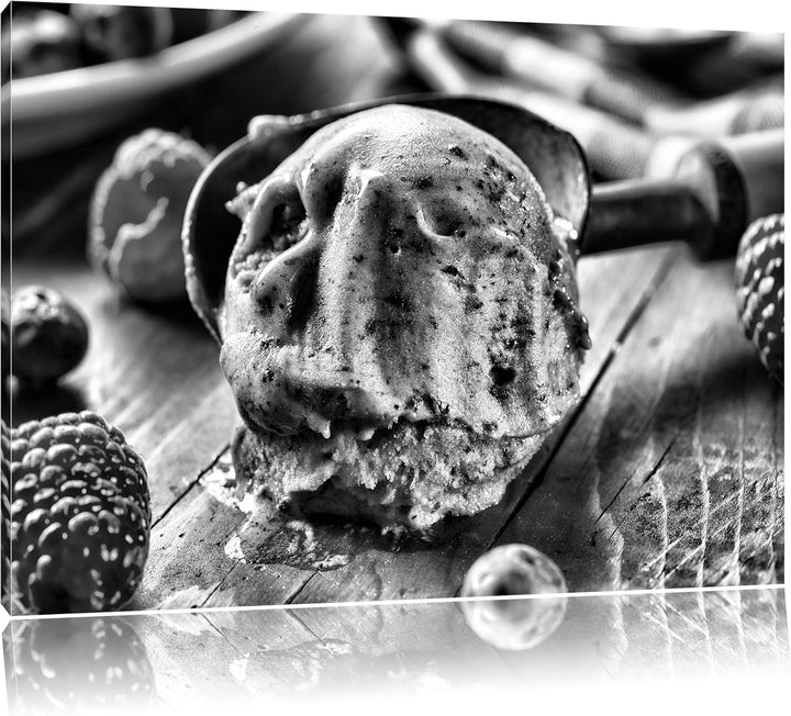 Pixxprint Köstliches Beeren EIS / 100x70cm Leinwandbild bespannt auf Holzrahmen/Wandbild Kunstdruck