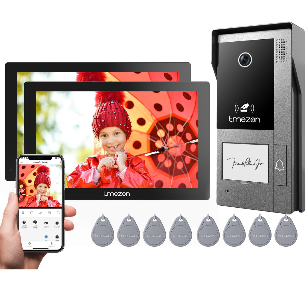 TMEZON WLAN Video Türsprechanlage mit Türöffner,1080P Türklingel mit 2 * 7" Farb-Touchscreen,Nachtsi