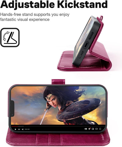 OCASE Hülle iPhone 14 [Abnehmbare magnetische Hülle] [Kabelloses Laden] [Displayschutz] [Kartenfach]