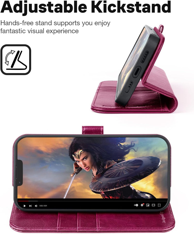 OCASE Hülle iPhone 14 [Abnehmbare magnetische Hülle] [Kabelloses Laden] [Displayschutz] [Kartenfach]