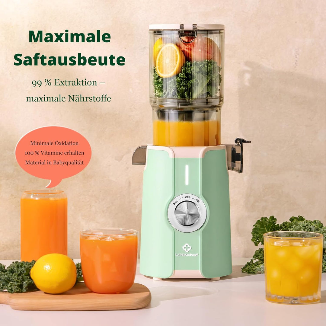 LINKChef Entsafter Slow Juicer, Entsafter Gemüse und Obst Testsieger mit 115 mm grossem, für ganze F