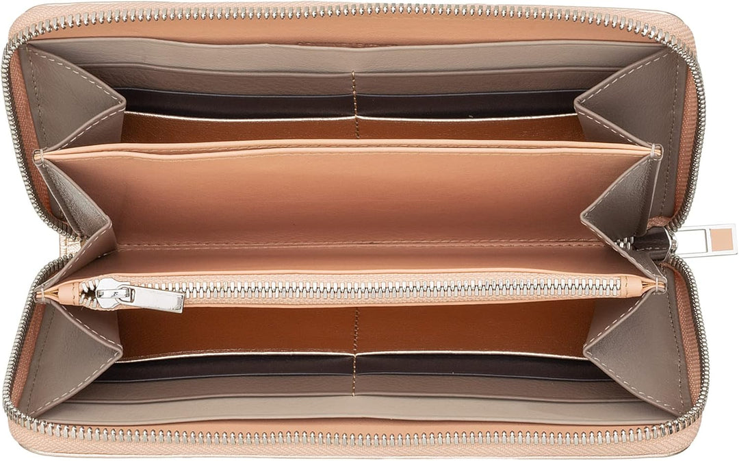 DUDU Grosse Bunte Damenbrieftasche RFID in echtem Leder mit Rundum - Reissverschluss Ballerina, Ball