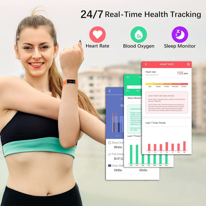 Smartwatch Damen, Schrittzähler Uhr IP68 Wasserdicht Fitness Tracker mit 123 Sportmodi, Fitnessuhr D