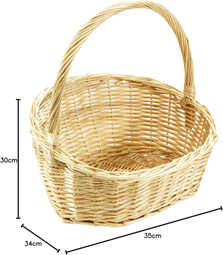 Kobolo Geschenkkorb Präsentkorb Henkelkorb Korb aus geflochtener Weide - Gr 1 35x30x12/34 cm, 35 x 3