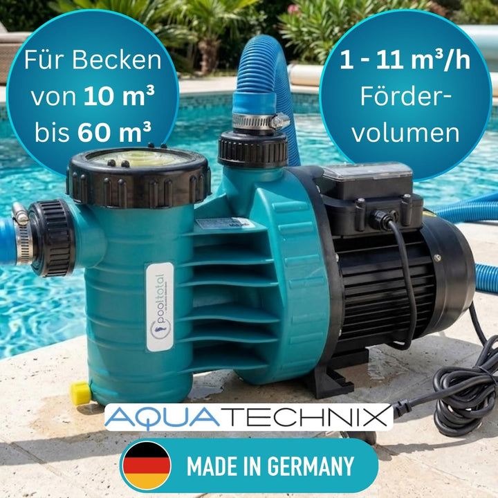 Leistungsstarke Aqua Vario Plus | Drehzahlgesteuerte Filterpumpe 1 bis 11 m³/h | Für Becken bis 60.0