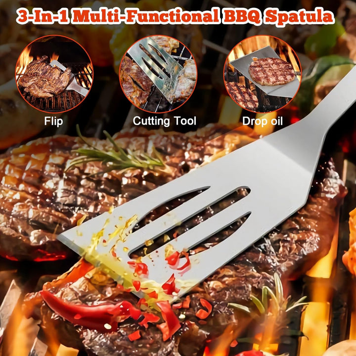 27Pcs Grillzubehör-Set aus Edelstahl, Professionelles Grillbesteck-Set, Grill-Zubehör, mit Aufbewahr