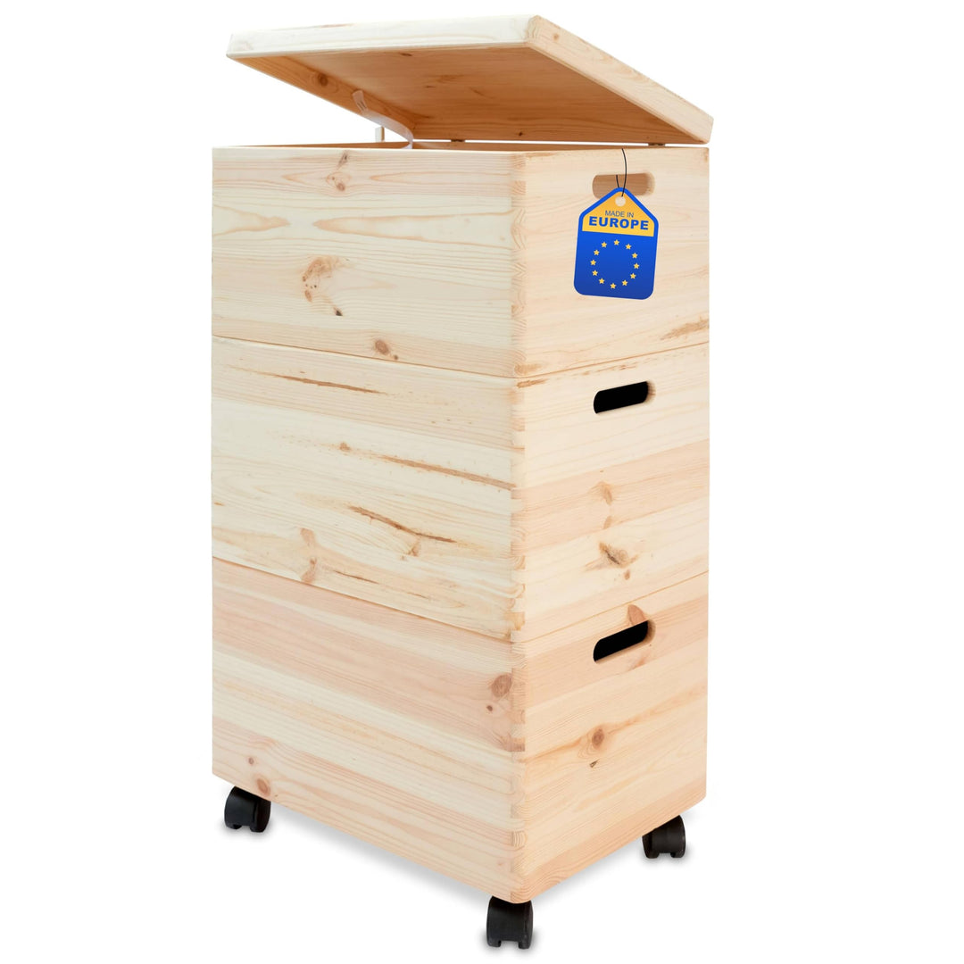 Pinus - Spielzeugkiste Holz mit Deckel 3-in-1, Spielzeug Aufbewahrung Standard, 39x30x74 cm, Aufbewa