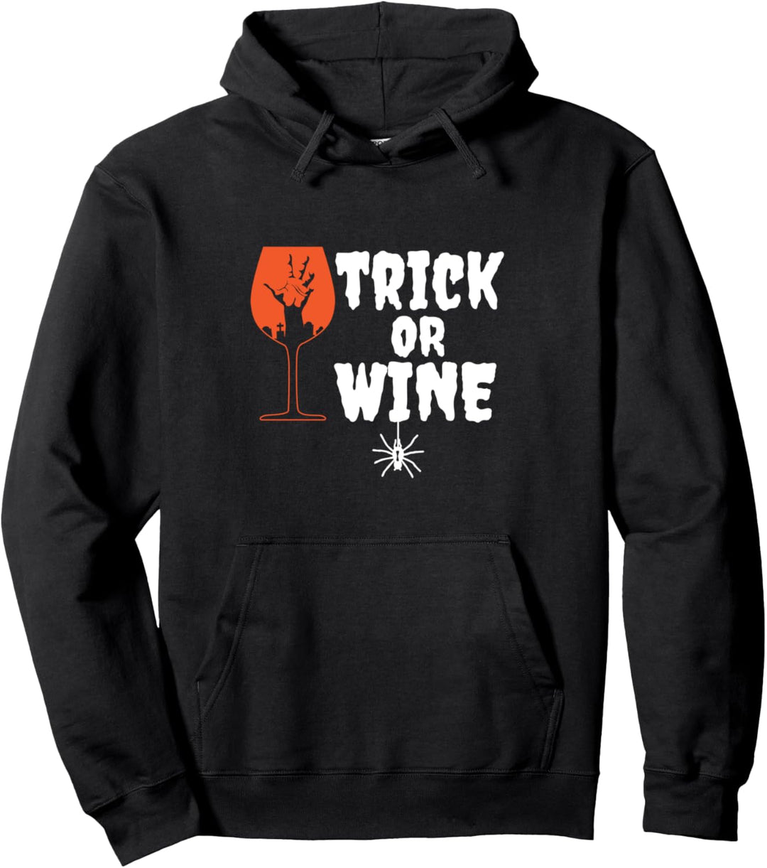 Trick Or Wine Spooky Halloween Party Pullover Hoodie