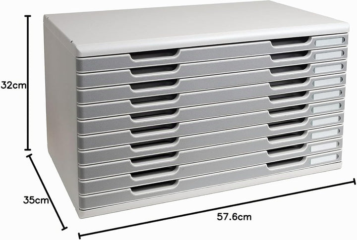 Exacompta 324041D Ablagesystem Modulo A3, 10 laden Classic, lichtgrau/steingrau, 350 x 576 x 320 mm