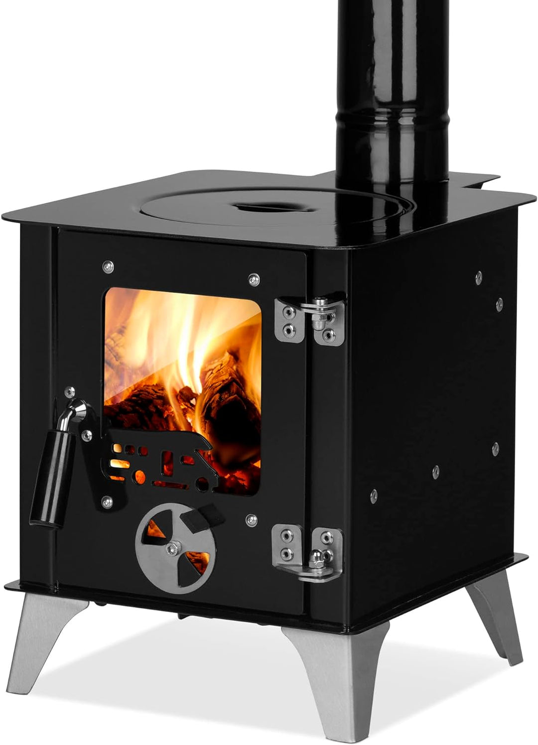 ECOfoxx Outdoor-Ofen "Tiny" mit Herdplatte, Zeltofen, Terrassenofen, Camping Ofen, Outdoor-Kamin, Ga
