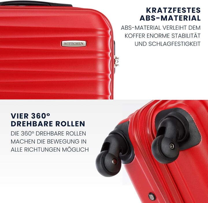 WITTCHEN Reisekoffer Handgepäck Kabinengepäck Rollkoffer Hartschale aus ABS mit 4 Spinner-Rollen Zah