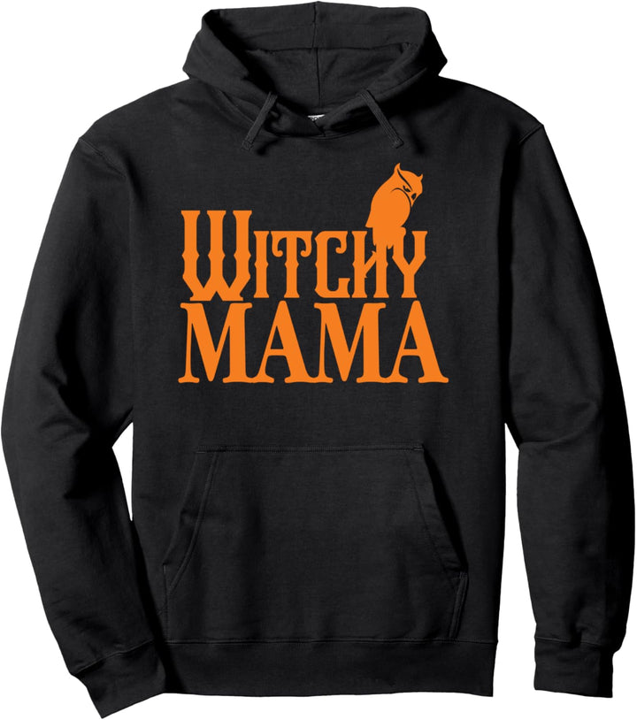 Hexe Mama Halloween Kostüm für Damen Hexe Eule Orange Pullover Hoodie