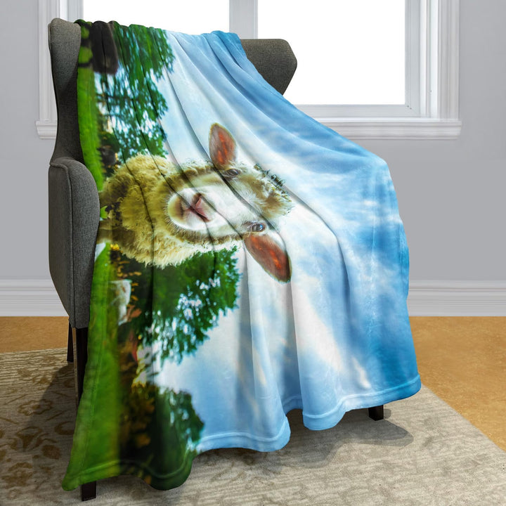 YISUMEI Decke 150x200 cm Kuscheldecken Sanft Flanell Weich Fleecedecke Nettes Schaf Muster 150 x 200