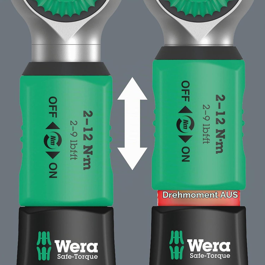Wera 05075800001 Safe-Torque A 1 Drehmomentschlüssel mit 1/4"-Vierkantantrieb, 2-12 Nm, Schwarz-grün