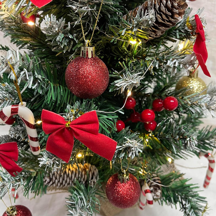 Weihnachtsbaum mit Beleuchtung und Schnee 60cm, Künstliche Weihnachtsbäume Geschmückt, Tannenbaum Li