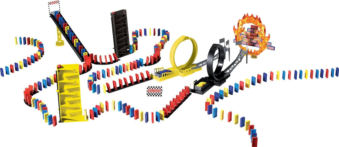 Domino Express Crazy Race, Dominospiel ab 6 Jahren, Kinderspiel mit Dominosteine und Autos, Crazy Ra