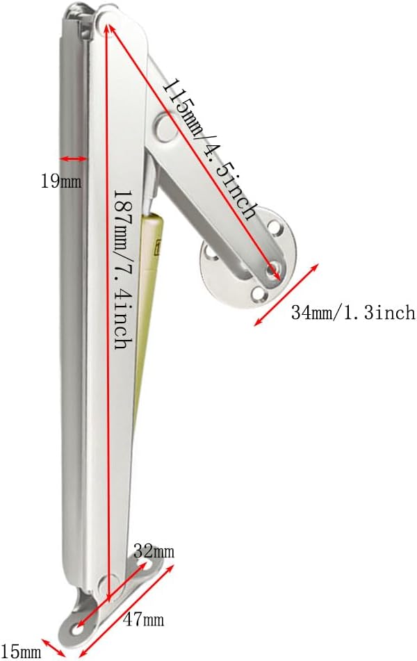 Robuste Gasdruckfedern, Deckelstützscharnier, 150 N, Silber und Gelb, 2 Stück 150N, 150N