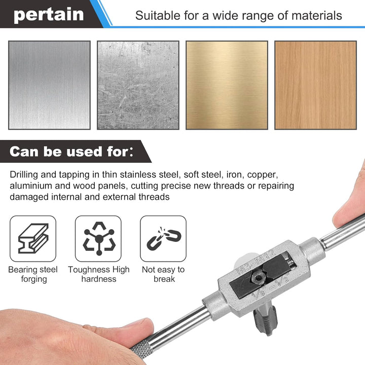 HSEAMALL Gewindeschneidsatz, 20-teilig, M3-M12 Gewindebohrer und Schneideisen 20 pcs Silver, 20 pcs