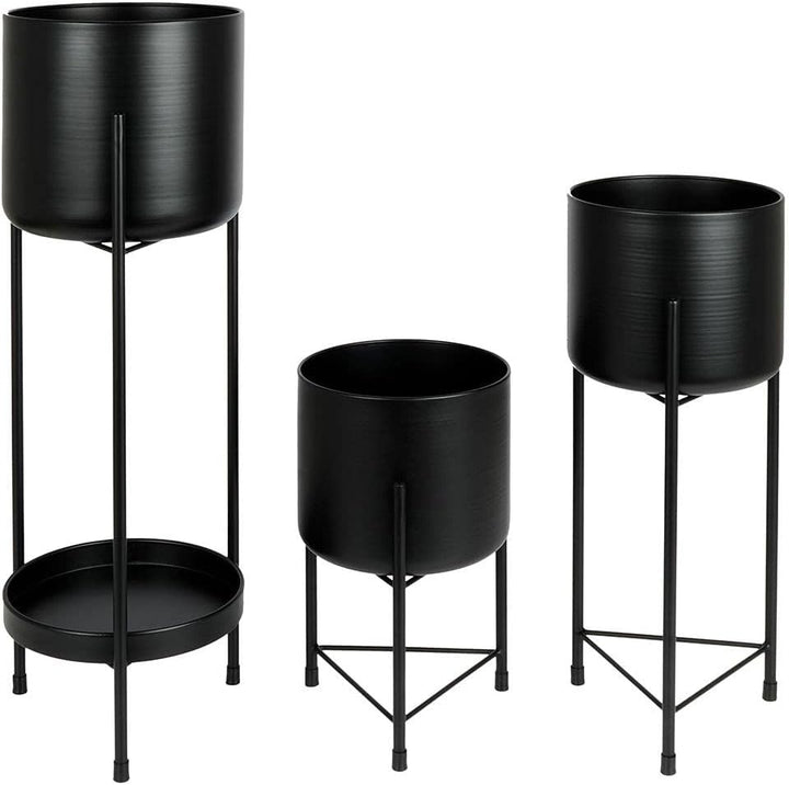 Vilde Blumenständer Blumensäule Pflanzenständer Pflanzenregal Metall schwarz/Blumentopf Übertopf auf