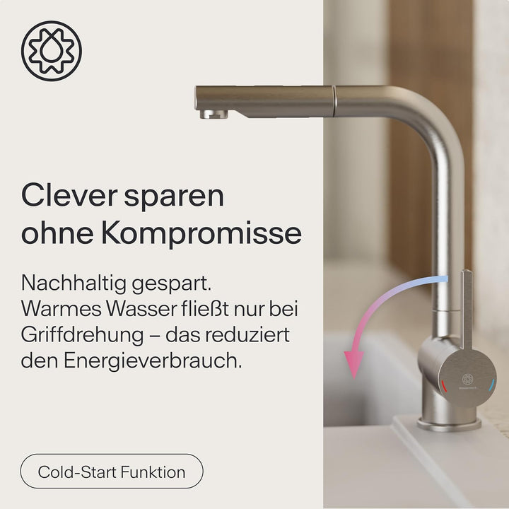 Küchenarmatur WK4 | Wasserhahn Küche | Spültischarmatur mit Ausziehauslauf | Ausziehbare Geschirrbra