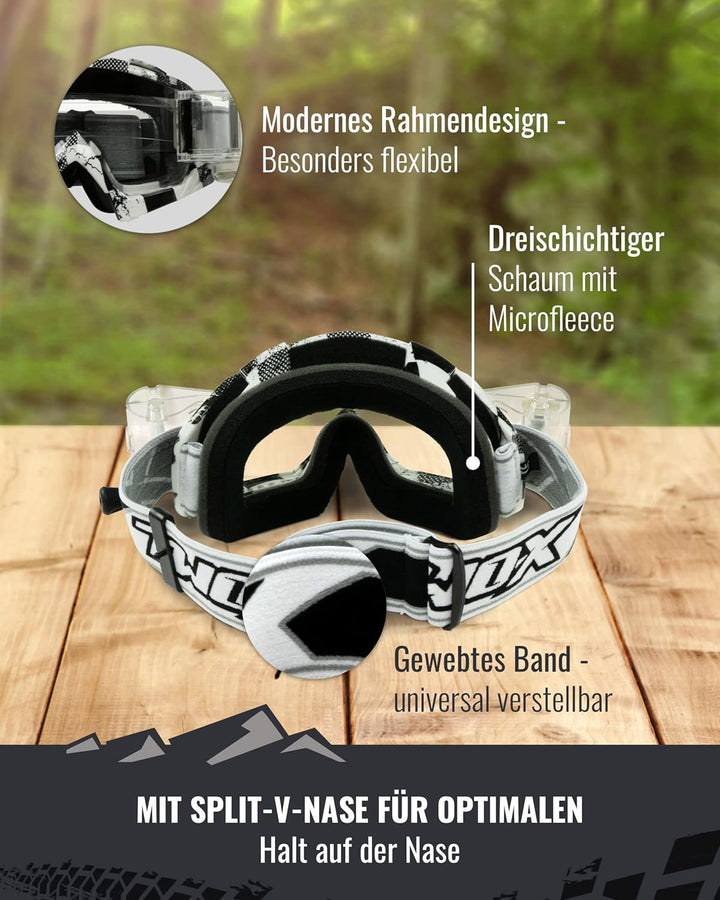 TWO-X Cross-Brille - Motocross-Brille - Kratzfeste Motorrad-Brille - Enduro & Downhill - Modell Race