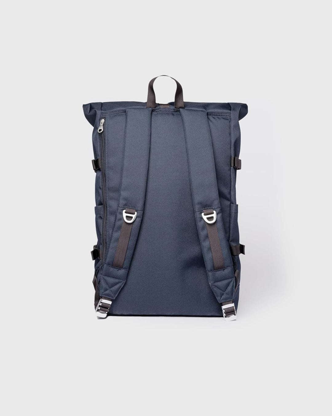 Sandqvist Icon Rolltop Backpack L Backpack Navy With Black Leather, Navy With Black Leather