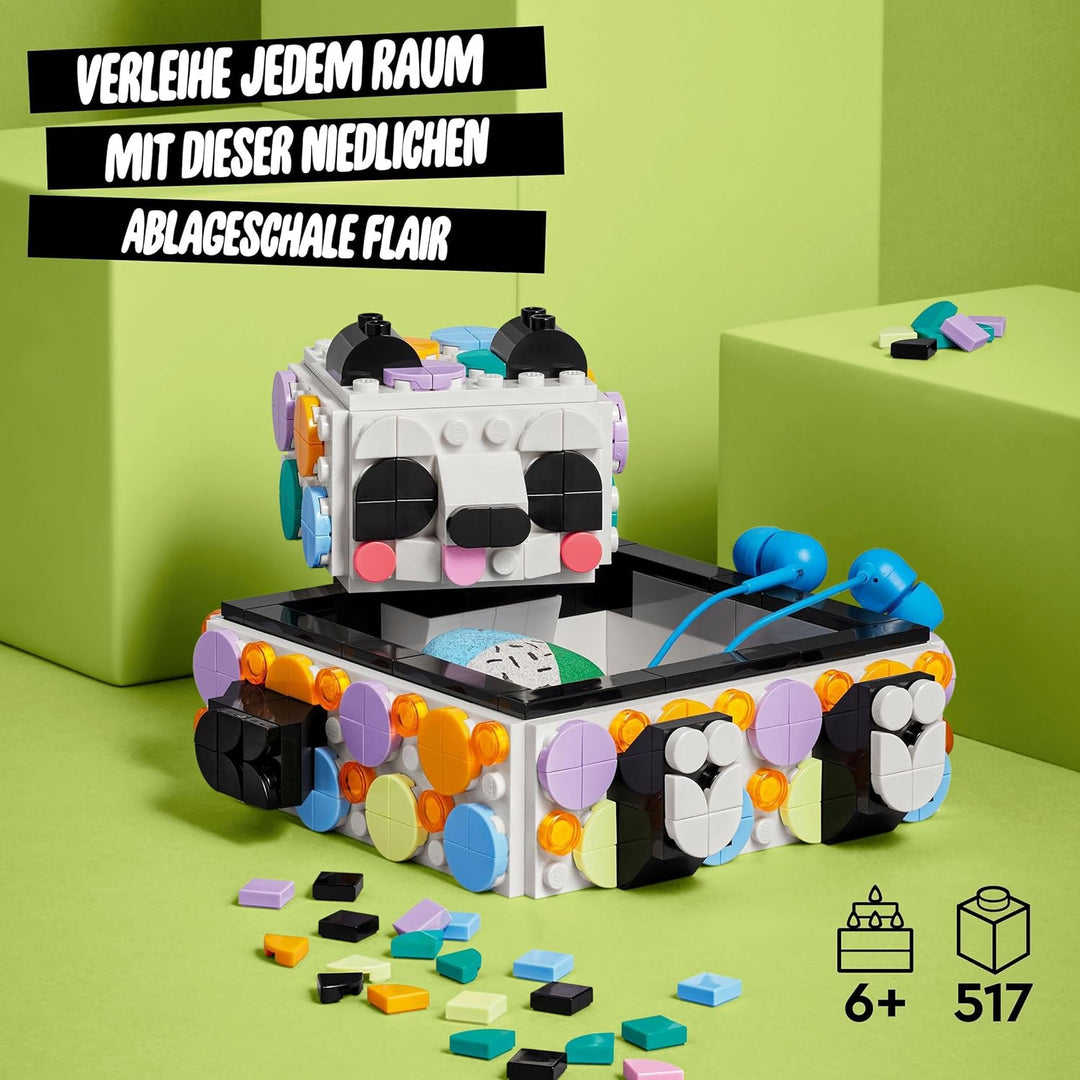 LEGO 41959 DOTS Panda Ablageschale, Mosaik Bastelset für Schmuckkästchen, Spielzeug als Schreibtisch
