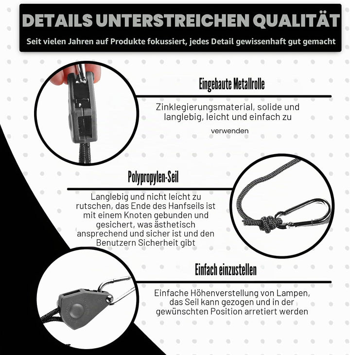 8 Stück 2M Reflektierend Abspannseile Seil mit Seilspanner: 4mm einstellbare Seil Ratsche, Rope Seil