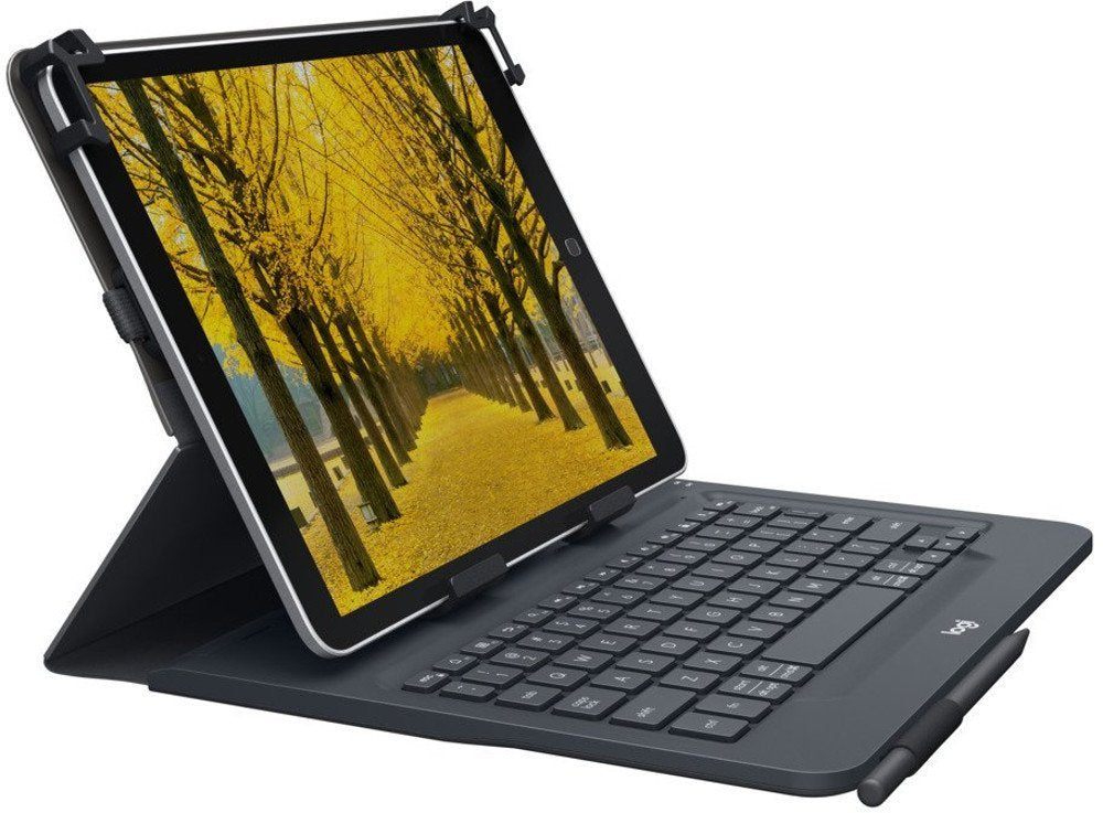 Logitech Universal Folio Tablet-Hülle mit Kabelloser Tastatur, Bluetooth, 2-Jahre Batterielaufzeit,