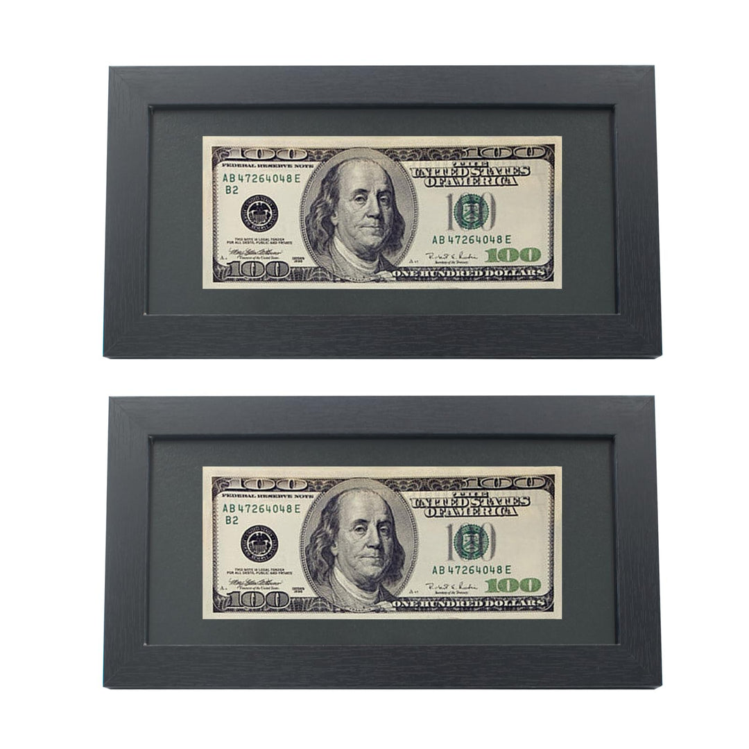 2 Stück Dollarschein Rahmen schwarzer Dollarscheinrahmen mit MatteTisch Bilderrahmen Vitrine für Gel