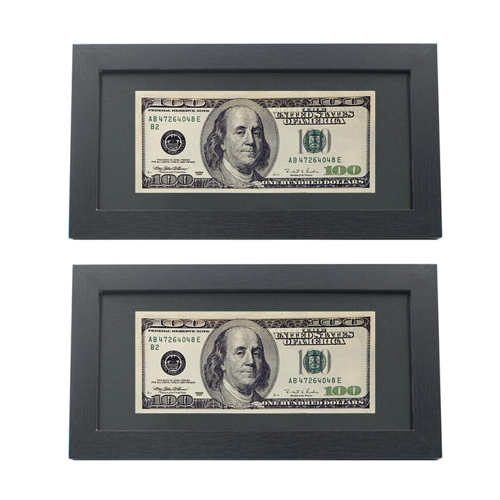 2 Stück Dollarschein Rahmen schwarzer Dollarscheinrahmen mit MatteTisch Bilderrahmen Vitrine für Gel