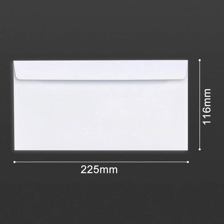 100 Briefumschläge mit Fenster, DIN Lang 225 x 116 mm, Laserbedruckbar, Hitzebeständiges Folienfenst