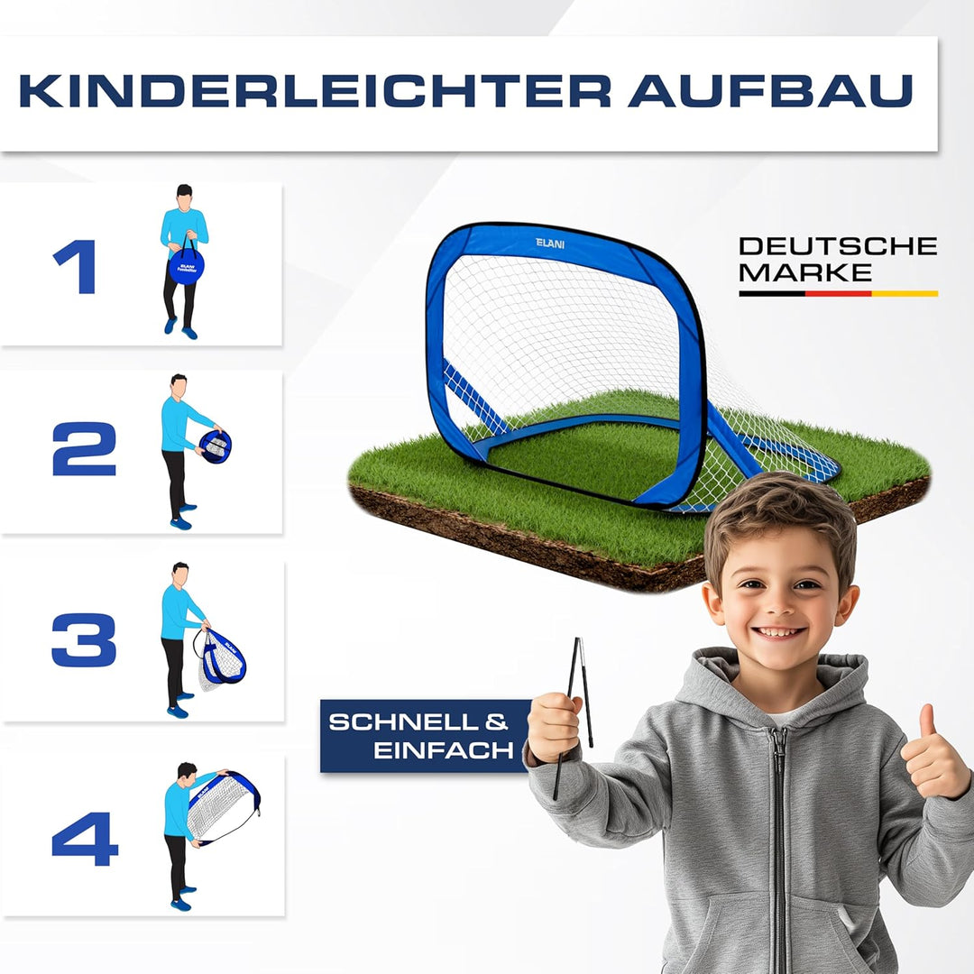 ELANI - Fussballtor Set mit 2 Toren - doppelt verstärkte Seiten & Tragetasche mit 8 Heringen für sic