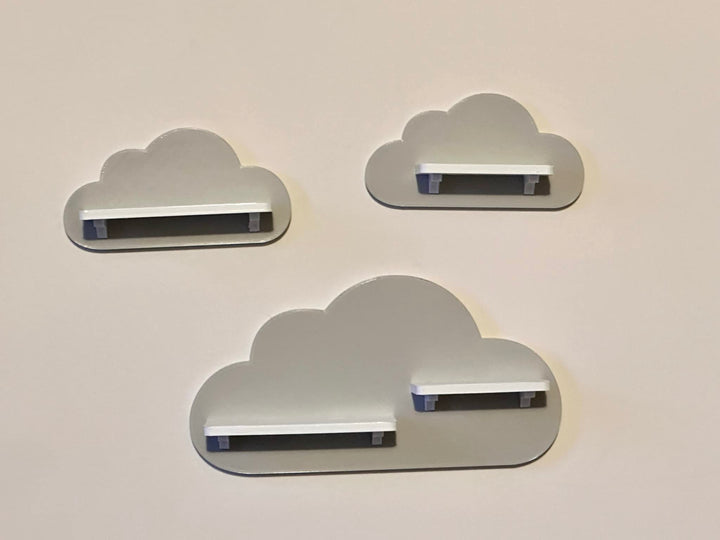 3er Wolken-Set passend/Kompatibel für die Toniebox Toniefiguren (Hellgrau) Grau, Hellgrau, Grau, Hel