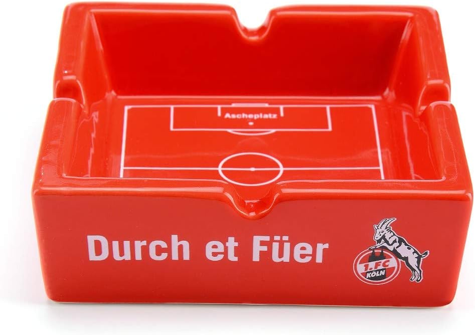 1. FC Köln Aschenbecher Ascheplatz rot, Keramik Ascher, Ashtray - Plus Lesezeichen I Love Köln