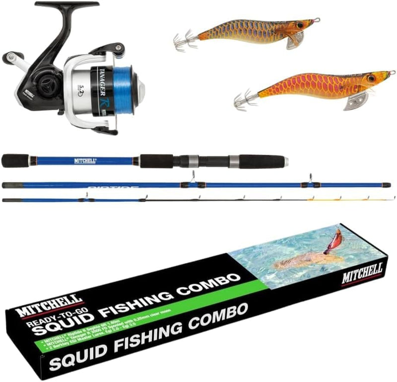 Mitchell Riptide R Squid Tintenfisch ruten und rollen combo set