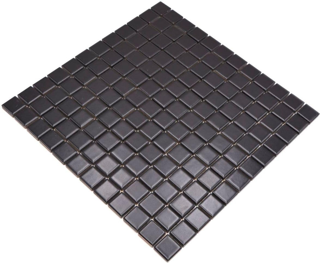 Mosaik Quadrat uni schwarz matt Keramik Mosaik, Mosaikstein Format: 23x23x6 mm, Bogengrösse: 300x300